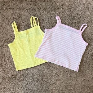 Old Navy Kids Tank Tops - Lemon Yellow and Soft Pink Stripes